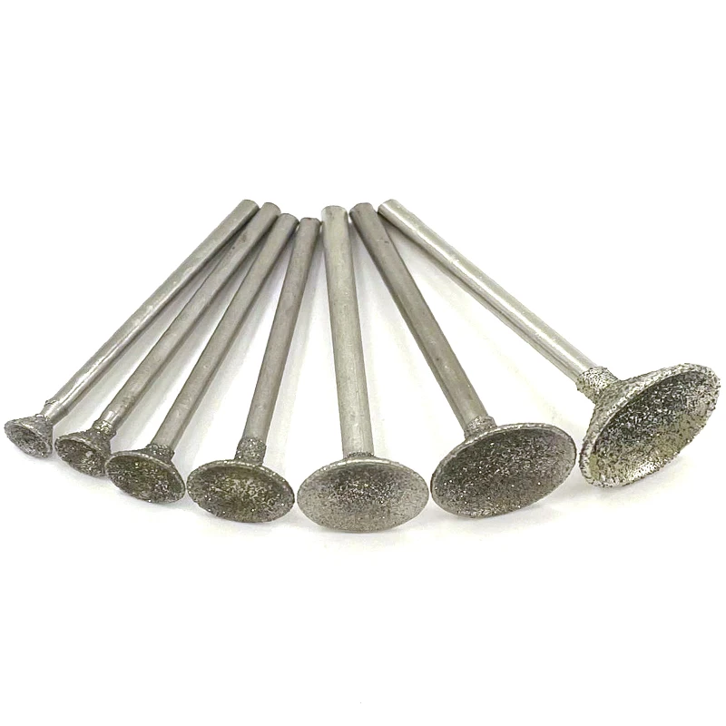 

10 pcs 0.5-16mm Diamond Grinding Head Mounted Points 2.35mm/3mm Shank Spherical Concave Jade Carving Burrs for Rotary Tool