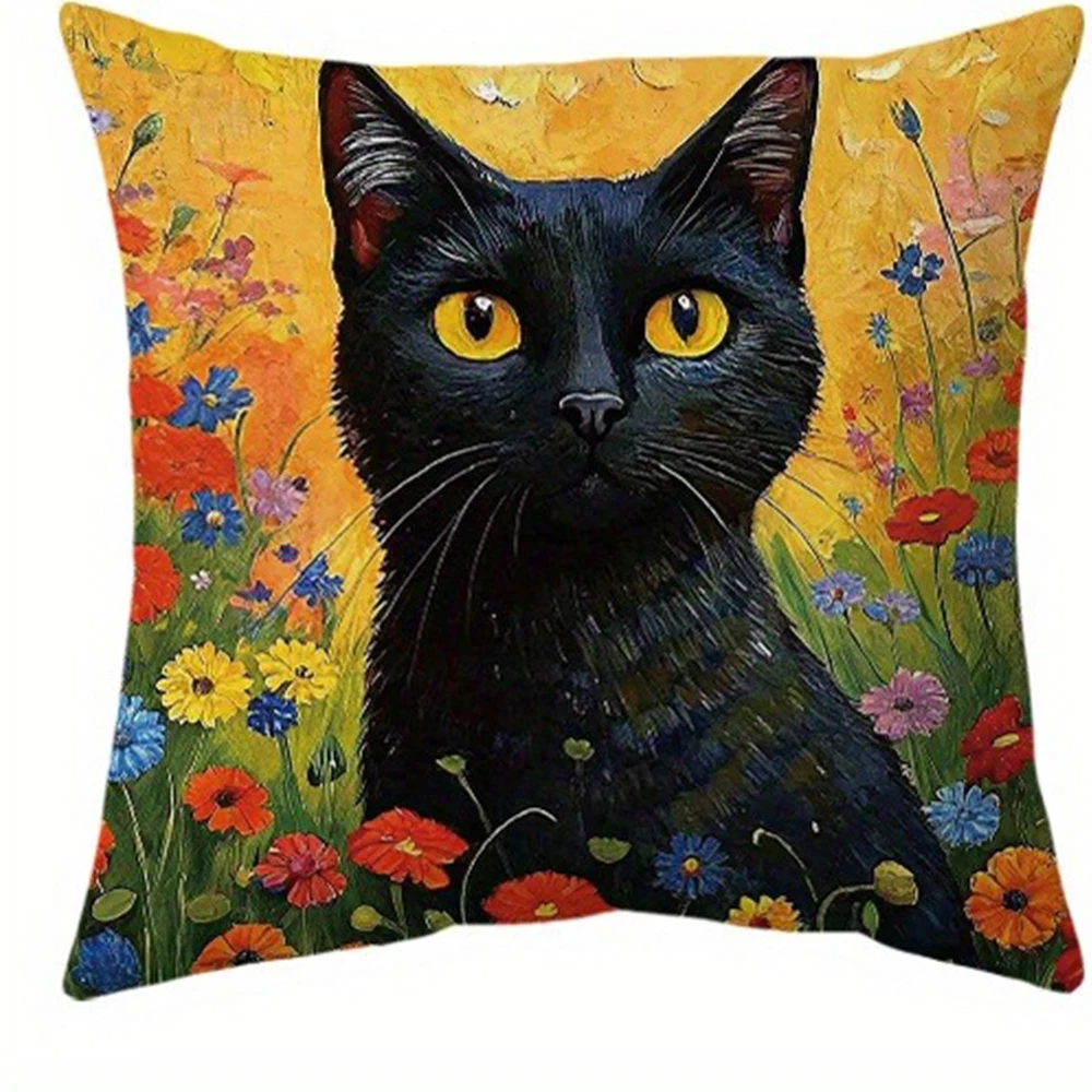 Художественный черный кот - Цветочное масло - картина Наволочки Чехлы для дивана для гостиной, мягкие и удобные, украшение комнаты
Художественный черный кот - Цветочное масло - картина Наволочки Чехлы для дивана для гостиной, мягкие и удобные, украшение комнаты