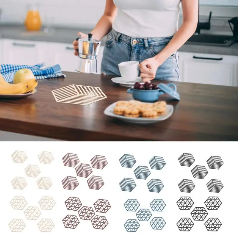 

Hexagon Place Heat Insulation Anti-scalding Hexagon Pad Home Kitchen Pot Holder Pan Pad Coaster & Decor Desktop For Home Decor