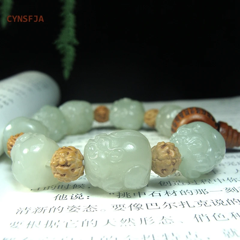 CYNSFJA New Real Rare Certified Natural Hetian Nephrite Men's Lucky Amulet Wealth Pixiu Jade Bracelets Hand Carved High Quality
CYNSFJA New Real Rare Certified Natural Hetian Nephrite Men's Lucky Amulet Wealth Pixiu Jade Bracelets Hand Carved High Quality