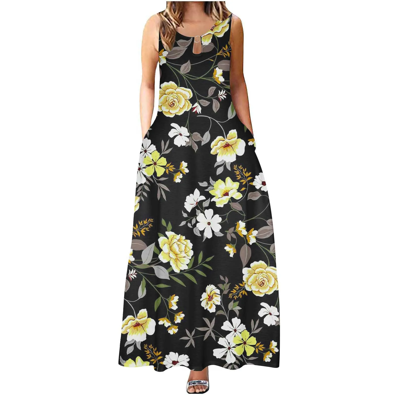 Women Summer Sleeveless Floral Print Crew Neck Maxi Slim Dress Boho Beach Long Sundress With Formal Casual Dresses for Women
Women Summer Sleeveless Floral Print Crew Neck Maxi Slim Dress Boho Beach Long Sundress With Formal Casual Dresses for Women