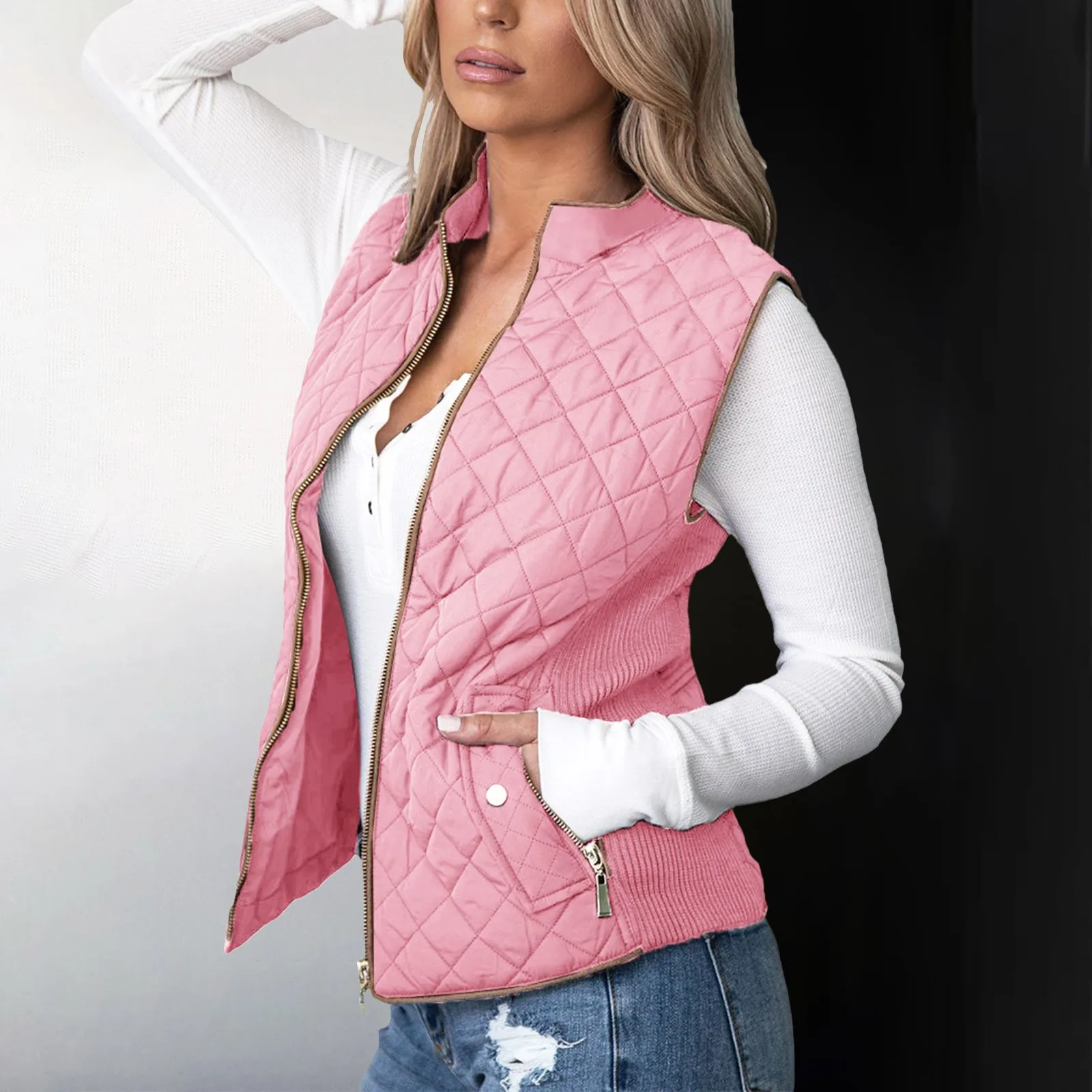 Women's Autumn And Winter Solid Color Composite Zipper Vest Casual Stylish Sleeveless Pocket Jackets Outerwear
Women's Autumn And Winter Solid Color Composite Zipper Vest Casual Stylish Sleeveless Pocket Jackets Outerwear
