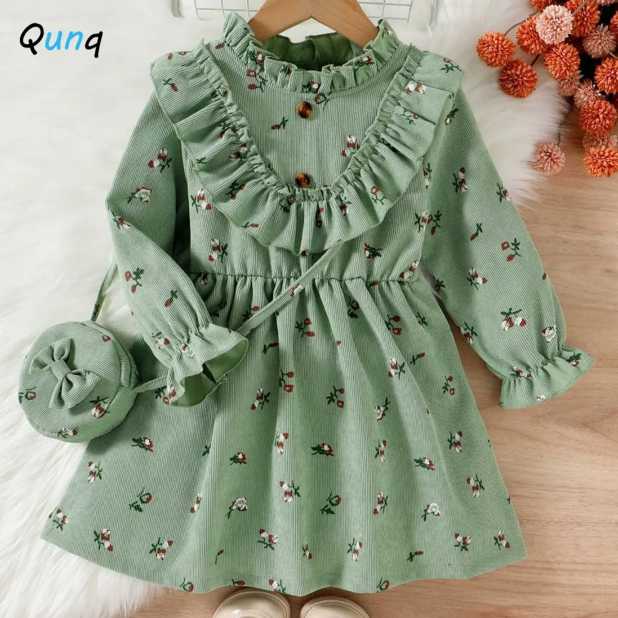 Qunq 2023 Autumn Girls Corduroy Print Lacework Long Sleeve Lovely Dress+Shoulder Bag 2 Pieces Set Casual Kids Clothes Age 3T-8T
Qunq 2023 Autumn Girls Corduroy Print Lacework Long Sleeve Lovely Dress+Shoulder Bag 2 Pieces Set Casual Kids Clothes Age 3T-8T