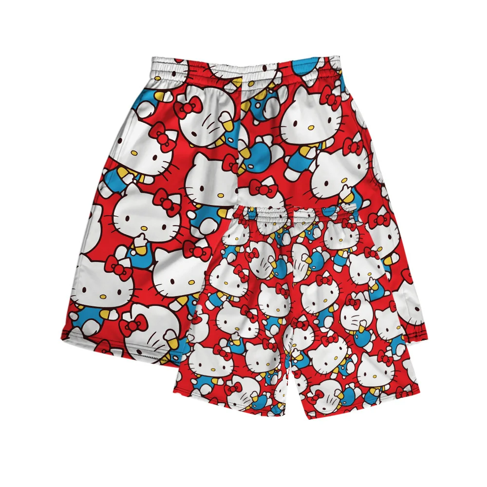 

Sanrio Hello Kitty Cartoon Printed Shorts Y2k Girl Summer Wide Leg Sports Pants Loose Casual Harajuku Street Grunge Beach Pants