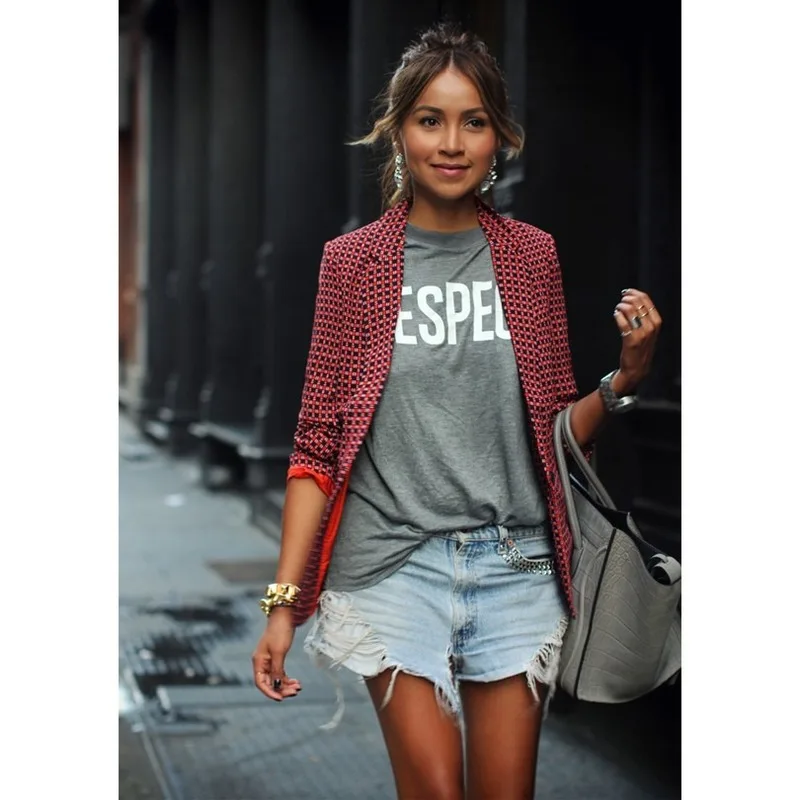 Simple Street Blazer Jacket Women All-Match Slim Casual Plaid Blazer Office Lady Fashion Red Single Button Lapel Cool Style Suit
Simple Street Blazer Jacket Women All-Match Slim Casual Plaid Blazer Office Lady Fashion Red Single Button Lapel Cool Style Suit