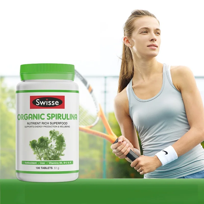 

Swisse Organic Spirulina 100Tablets blue-green algae Diet Nutrition Wellness Supplements for Vegetarians Athlete Weight Loss