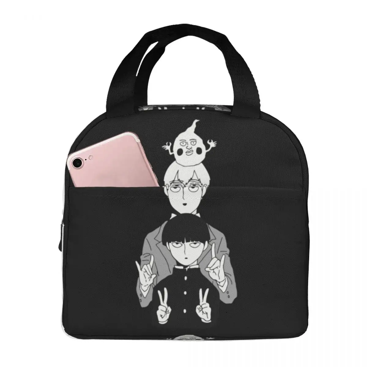 

Shigeo And Reigen With Dimple Mob Psycho 100 Lunch Bag Portable Insulated Cooler Bag Thermal Cold Food Picnic Lunch Box for Kids