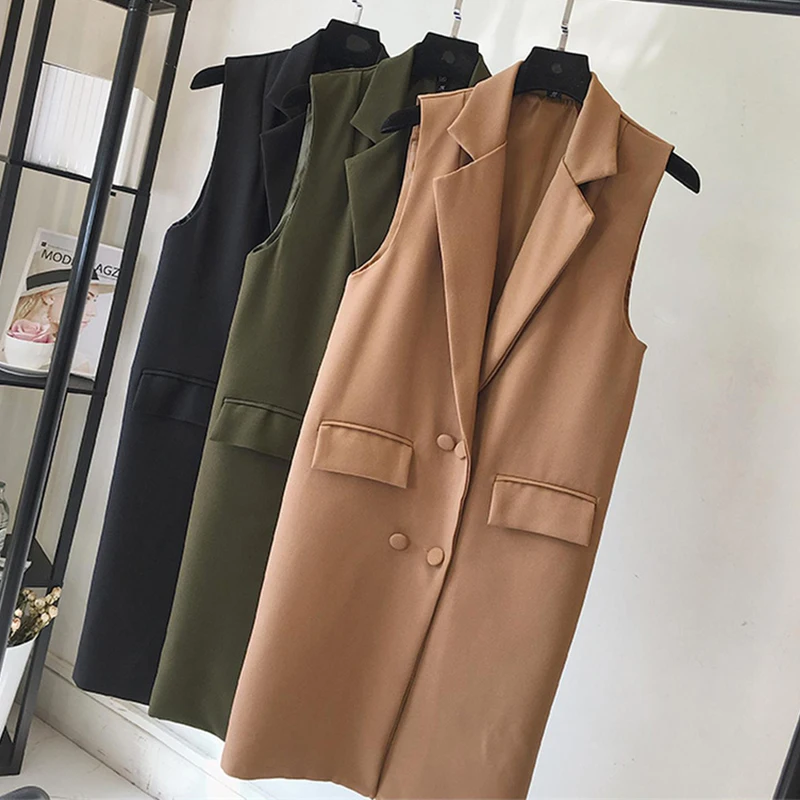 Spring Autumn Korean Version Medium length Sleeveless Suit Large Cardigan Coat Vest Vest For Women's
Spring Autumn Korean Version Medium length Sleeveless Suit Large Cardigan Coat Vest Vest For Women's