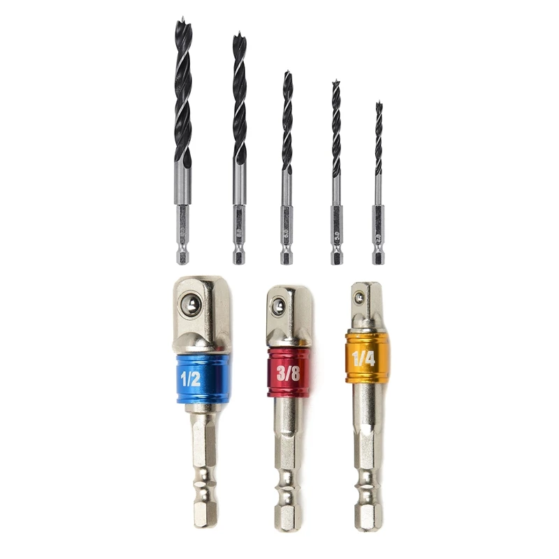 Retail 2 Set Accessories:1 Set HSS 1/4 Inch Hex Shank Brad Point Twist Drill Bits Set & 1 Set Turns Power Drill Into Nut Driver
Retail 2 Set Accessories:1 Set HSS 1/4 Inch Hex Shank Brad Point Twist Drill Bits Set & 1 Set Turns Power Drill Into Nut Driver