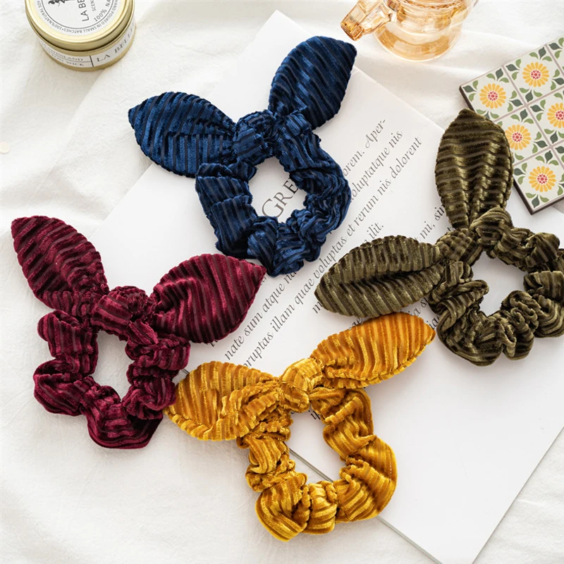 Rabbit Ears Velvet Scrunchies Striped Flannel Bowknot Hair Rubber Bands Ponytail Holder Hair Accessories Solid Color Headband
Rabbit Ears Velvet Scrunchies Striped Flannel Bowknot Hair Rubber Bands Ponytail Holder Hair Accessories Solid Color Headband