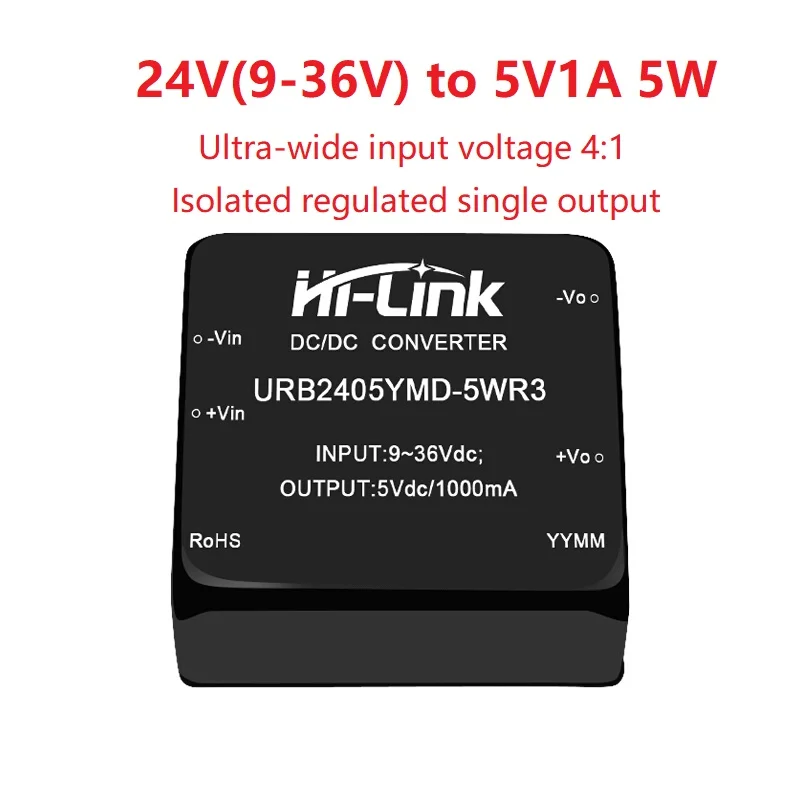 24V to 5V1A isolated power module URB2405YMD-5WR3 DC-DC DC step-down voltage regulator output
24V to 5V1A isolated power module URB2405YMD-5WR3 DC-DC DC step-down voltage regulator output