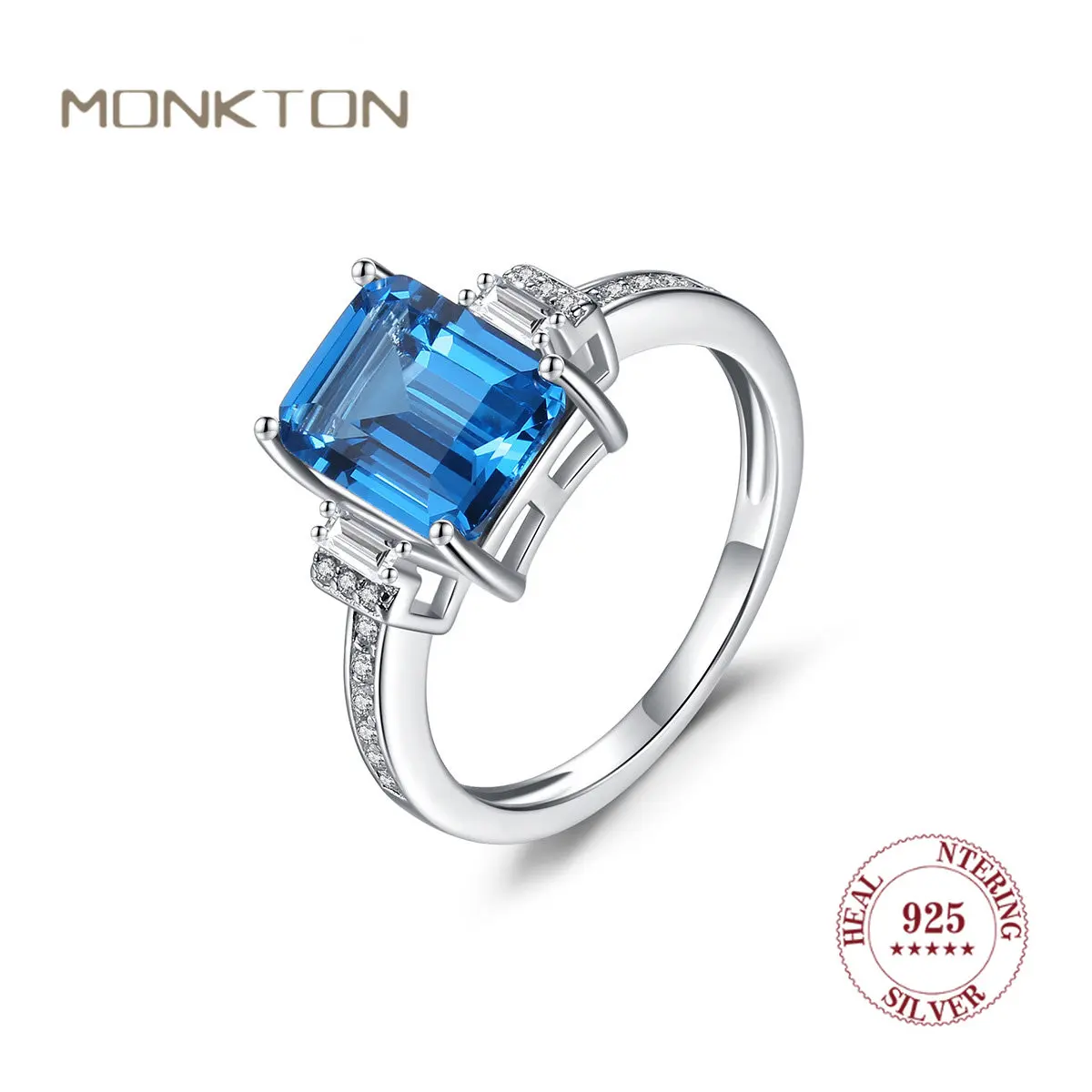 Monkton Luxury Emerald Cut Topaz Promise Ring Sparkling Blue Engagement Wedding Band 925 Silver Rings for Women Bridal Jewelry
Monkton Luxury Emerald Cut Topaz Promise Ring Sparkling Blue Engagement Wedding Band 925 Silver Rings for Women Bridal Jewelry