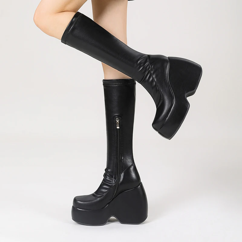 2022 Fashion Women Knee High Boots Platform Wedges High Heel Punk Boots Zipper Autumn Winter Ladies Shoes
2022 Fashion Women Knee High Boots Platform Wedges High Heel Punk Boots Zipper Autumn Winter Ladies Shoes