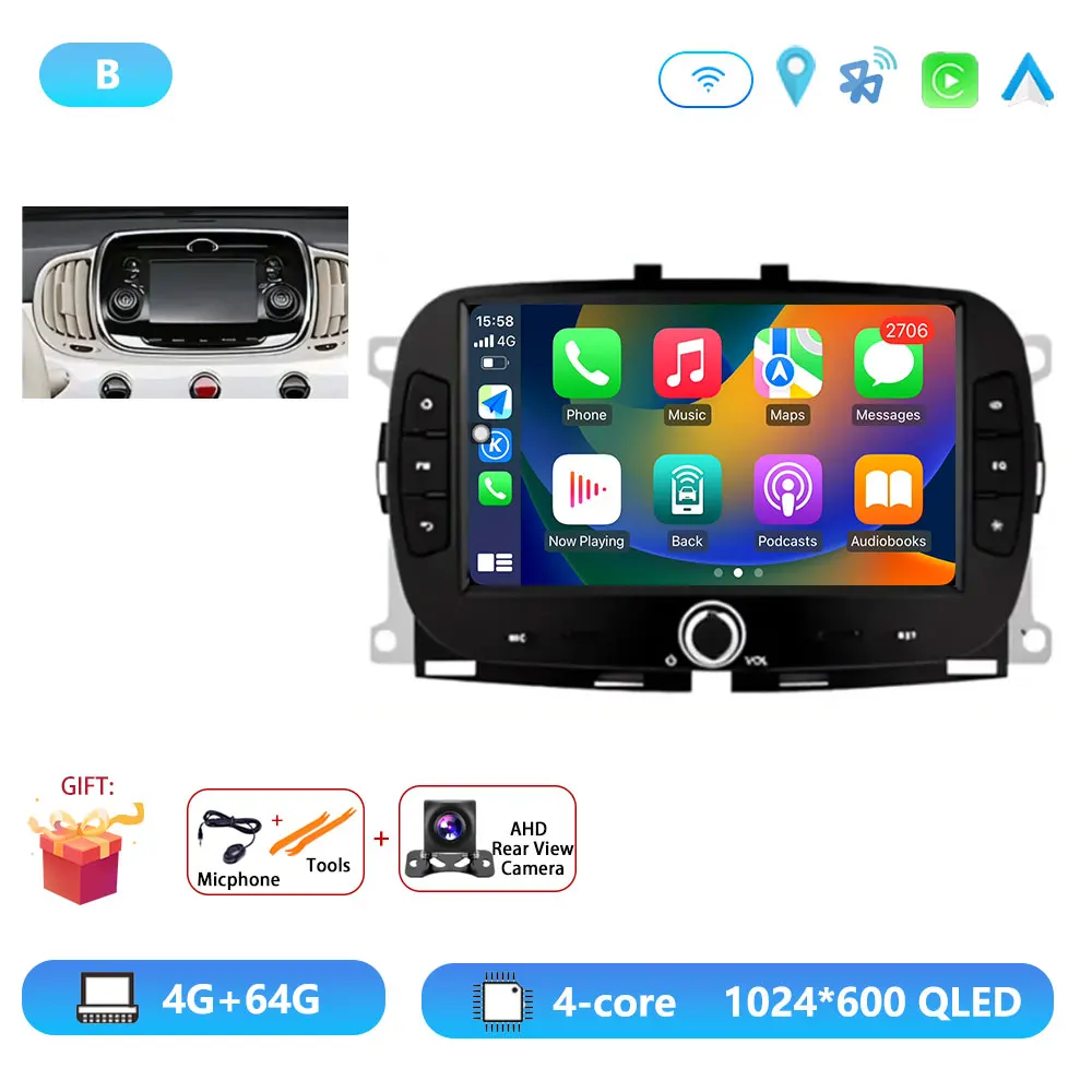 Android15 для Fiat 500 2016-2019 автомобильный радиоприемник мультимедийный плеер видеонавигация Carplay стерео GPS WIFI DSP Carplay Android Auto
Android15 для Fiat 500 2016-2019 автомобильный радиоприемник мультимедийный плеер видеонавигация Carplay стерео GPS WIFI DSP Carplay Android Auto