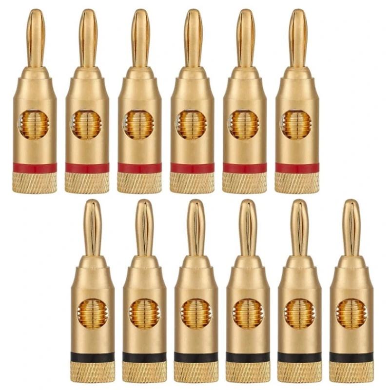 Gold-Plated Banana Plug or Connector (Open Screw Type) (6 Pairs (12 Plugs)) Audio Plug Speaker Wire Connector
Gold-Plated Banana Plug or Connector (Open Screw Type) (6 Pairs (12 Plugs)) Audio Plug Speaker Wire Connector