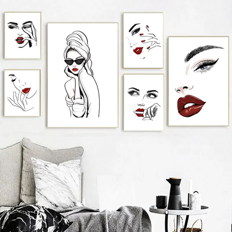 Black And White Fashion Line Beauty Posters Prints Nordic Red Lips Women Canvas Painting Girls Room Home Decor Wall Art Pictures
Black And White Fashion Line Beauty Posters Prints Nordic Red Lips Women Canvas Painting Girls Room Home Decor Wall Art Pictures