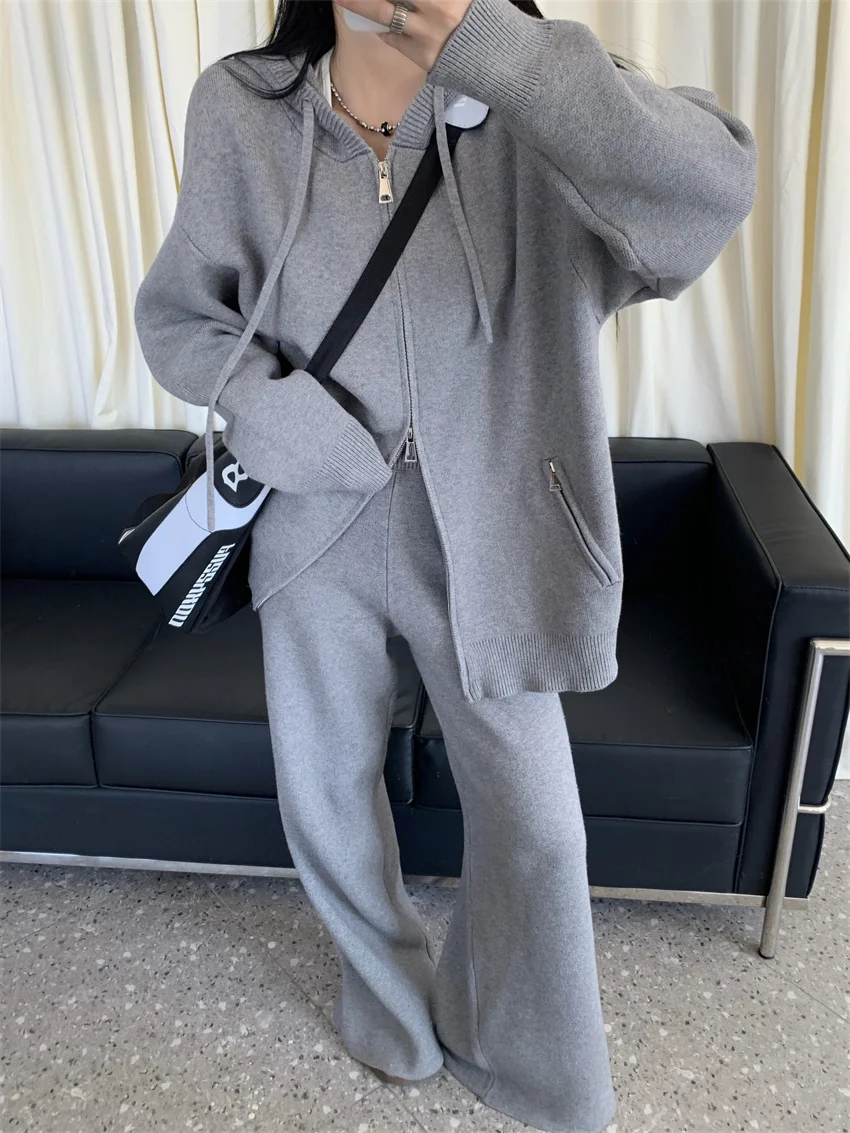 HziriP Grey Suits Women Knitwear Loose Hooded Chic Office Lady Slim Sweaters Cardigans New Work Wear Winter Casual Pants Sets
HziriP Grey Suits Women Knitwear Loose Hooded Chic Office Lady Slim Sweaters Cardigans New Work Wear Winter Casual Pants Sets