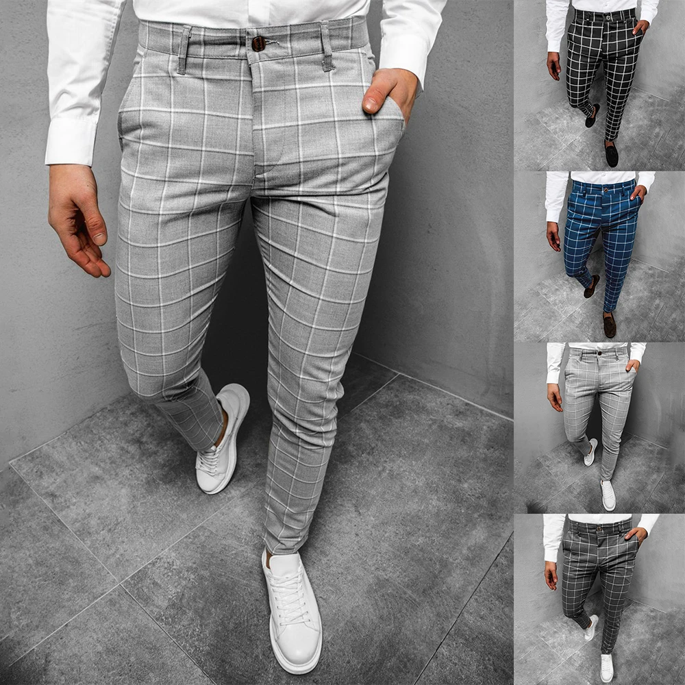 2022 New Arrival Men's Checkered Trousers Checked Casual Pants Elegant Skinny Plaid Mid Waist Streatwear Fashion Pencil Pants
2022 New Arrival Men's Checkered Trousers Checked Casual Pants Elegant Skinny Plaid Mid Waist Streatwear Fashion Pencil Pants