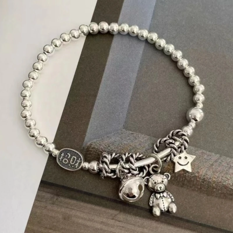 Authentic 925 Silver Jewelry, Little Bear Star Smiling Face All Over Simple Elastic Cord Women's Bracelet, Free Shipping
Authentic 925 Silver Jewelry, Little Bear Star Smiling Face All Over Simple Elastic Cord Women's Bracelet, Free Shipping