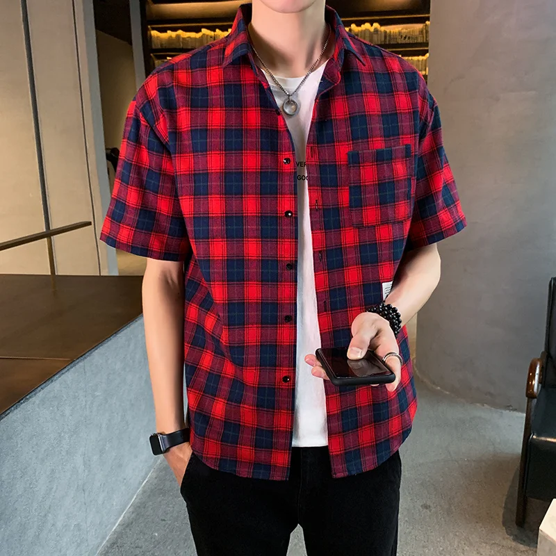 Mens Plaid Shirts Harajuku 2022 Summer Vintage Button Up Short Sleeve Shirts Male Korean Fashions Trend All-match Blouses
Mens Plaid Shirts Harajuku 2022 Summer Vintage Button Up Short Sleeve Shirts Male Korean Fashions Trend All-match Blouses