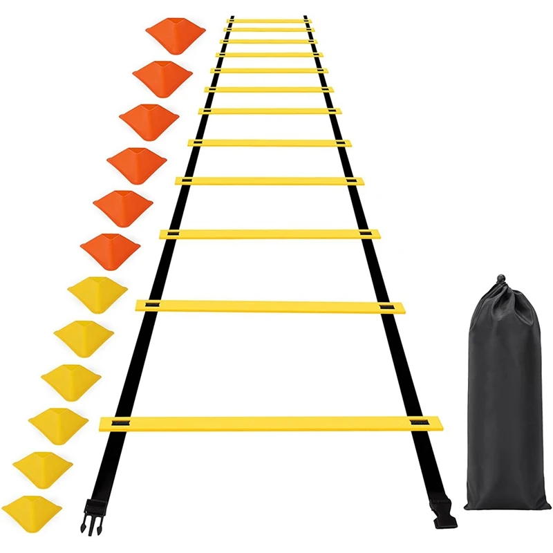 Agility Training Ladder Set 20 Feet 12 Steps Triangle Logo Disc for Children and Youth Football Training
Agility Training Ladder Set 20 Feet 12 Steps Triangle Logo Disc for Children and Youth Football Training