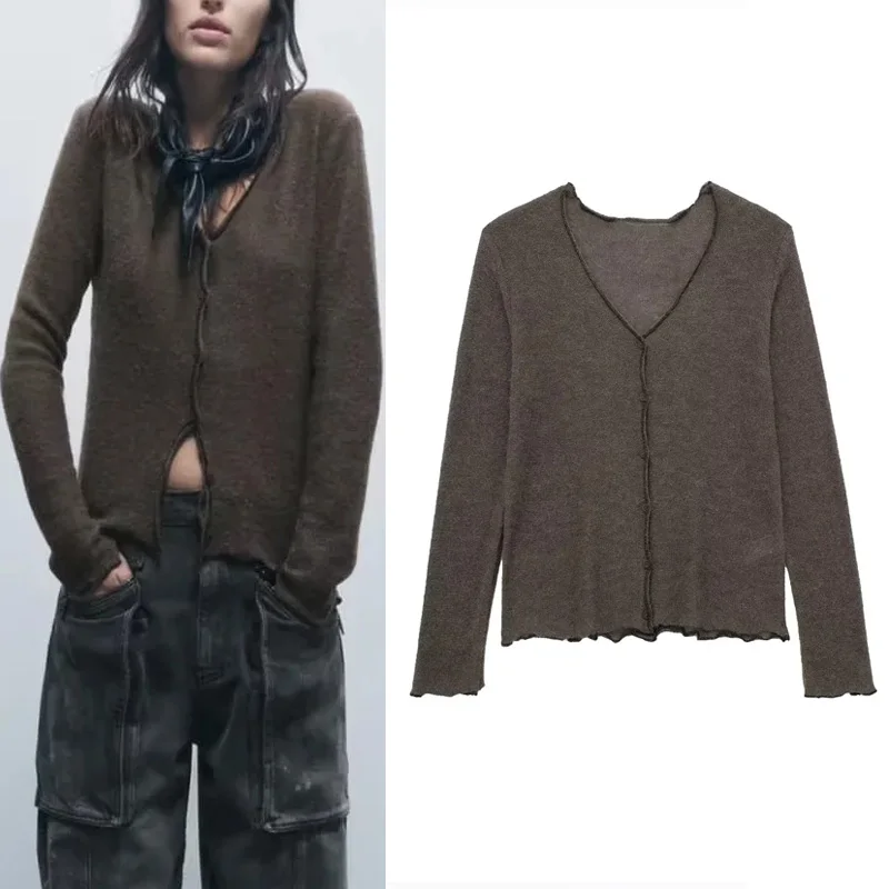 TRAF Knit Cardigan Woman 2023 Vintage V-Neck Button Rolled Trim Sweater Winter Clothes Women Long Sleeve Tops New In Knitwears
TRAF Knit Cardigan Woman 2023 Vintage V-Neck Button Rolled Trim Sweater Winter Clothes Women Long Sleeve Tops New In Knitwears