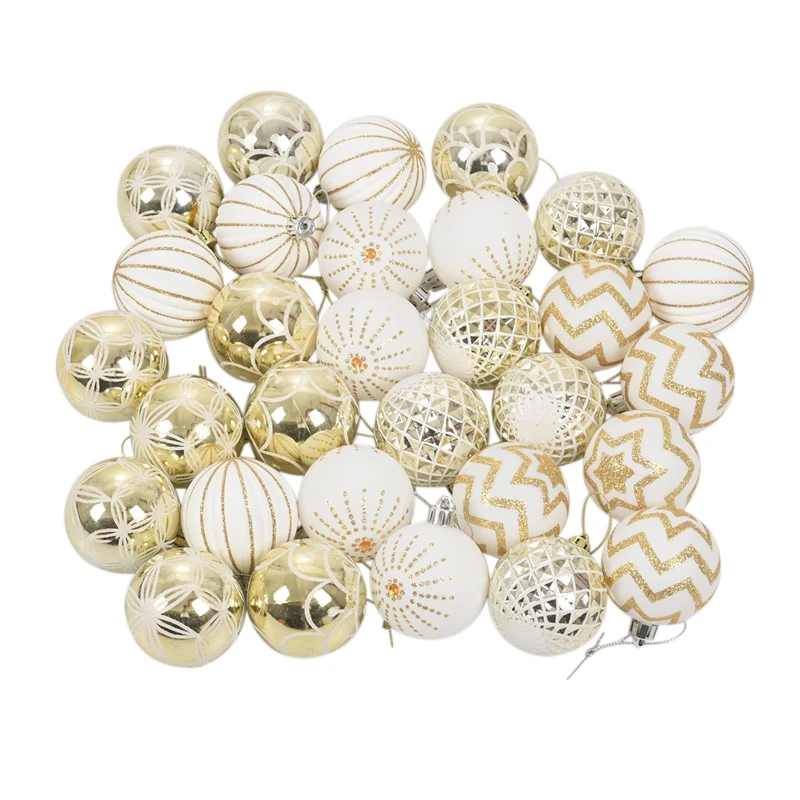 HOT 30Pcs Christmas Tree Decor High Qulity White Gold Ball Ornament Bauble Party Hanging Ball For Home Christmas Decorations
HOT 30Pcs Christmas Tree Decor High Qulity White Gold Ball Ornament Bauble Party Hanging Ball For Home Christmas Decorations