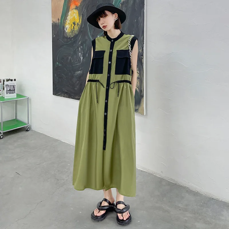 Vintage Korean Woman Dress Summer Sleeveless Female Vestido Casual Loose Drop Shipping Dresses
Vintage Korean Woman Dress Summer Sleeveless Female Vestido Casual Loose Drop Shipping Dresses
