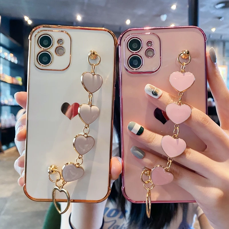 Soft Bracelet Love Heart Phone Case For iPhone 11 12 13 Pro Max XS X XR 7 8 Plus Mini SE 2020 Electroplated Bumper Back Cover
Soft Bracelet Love Heart Phone Case For iPhone 11 12 13 Pro Max XS X XR 7 8 Plus Mini SE 2020 Electroplated Bumper Back Cover