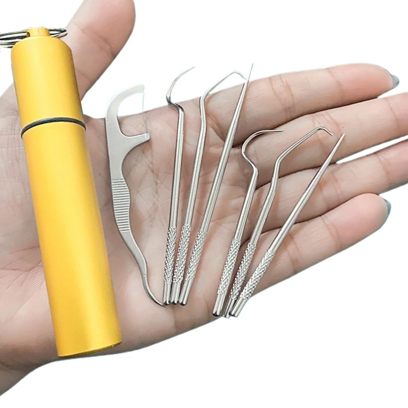 7Pcs Portable Tooth Hooks Reusable Tooth Cleaning Kit for Outdoor Picnic Camping
7Pcs Portable Tooth Hooks Reusable Tooth Cleaning Kit for Outdoor Picnic Camping