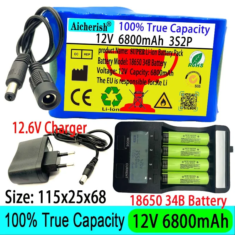 3S2P Portable Li-Ion 18650 34B 12V 17Ah Rechargeable Battery Aicherish 100%True Capacity 12.6V Charger Electric Bike Scooter BMS
3S2P Portable Li-Ion 18650 34B 12V 17Ah Rechargeable Battery Aicherish 100%True Capacity 12.6V Charger Electric Bike Scooter BMS