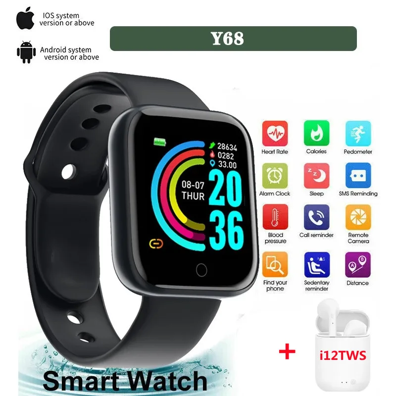 2022 NEW Y68 Smartwatch Bluetooth Fitness Tracker Sports Watch Heart Rate Monitor Blood Pressure Smart Bracelet Sport Kids Wrist
2022 NEW Y68 Smartwatch Bluetooth Fitness Tracker Sports Watch Heart Rate Monitor Blood Pressure Smart Bracelet Sport Kids Wrist