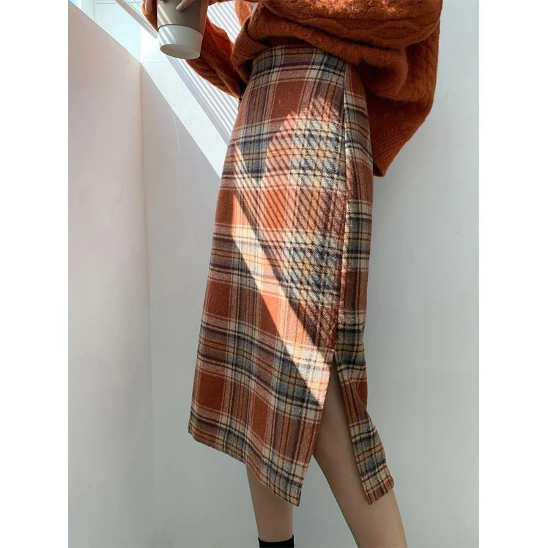 Autumn Winter New Fashion Plaid A-Line Midi Skirt Women High Waist Woolen Skirt Female Casual All-match Basic Tweed Skirt G129
Autumn Winter New Fashion Plaid A-Line Midi Skirt Women High Waist Woolen Skirt Female Casual All-match Basic Tweed Skirt G129