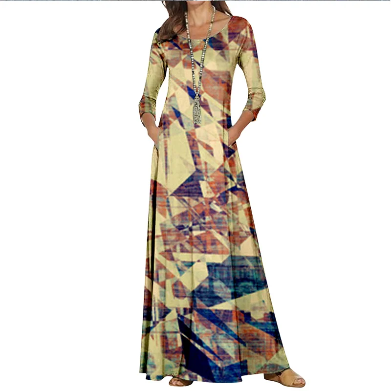 Spring Summer Women'S Round Neck Long Dress Color Pattern Printing Fashion Collection Cross-Border Clothing Holiday
Spring Summer Women'S Round Neck Long Dress Color Pattern Printing Fashion Collection Cross-Border Clothing Holiday