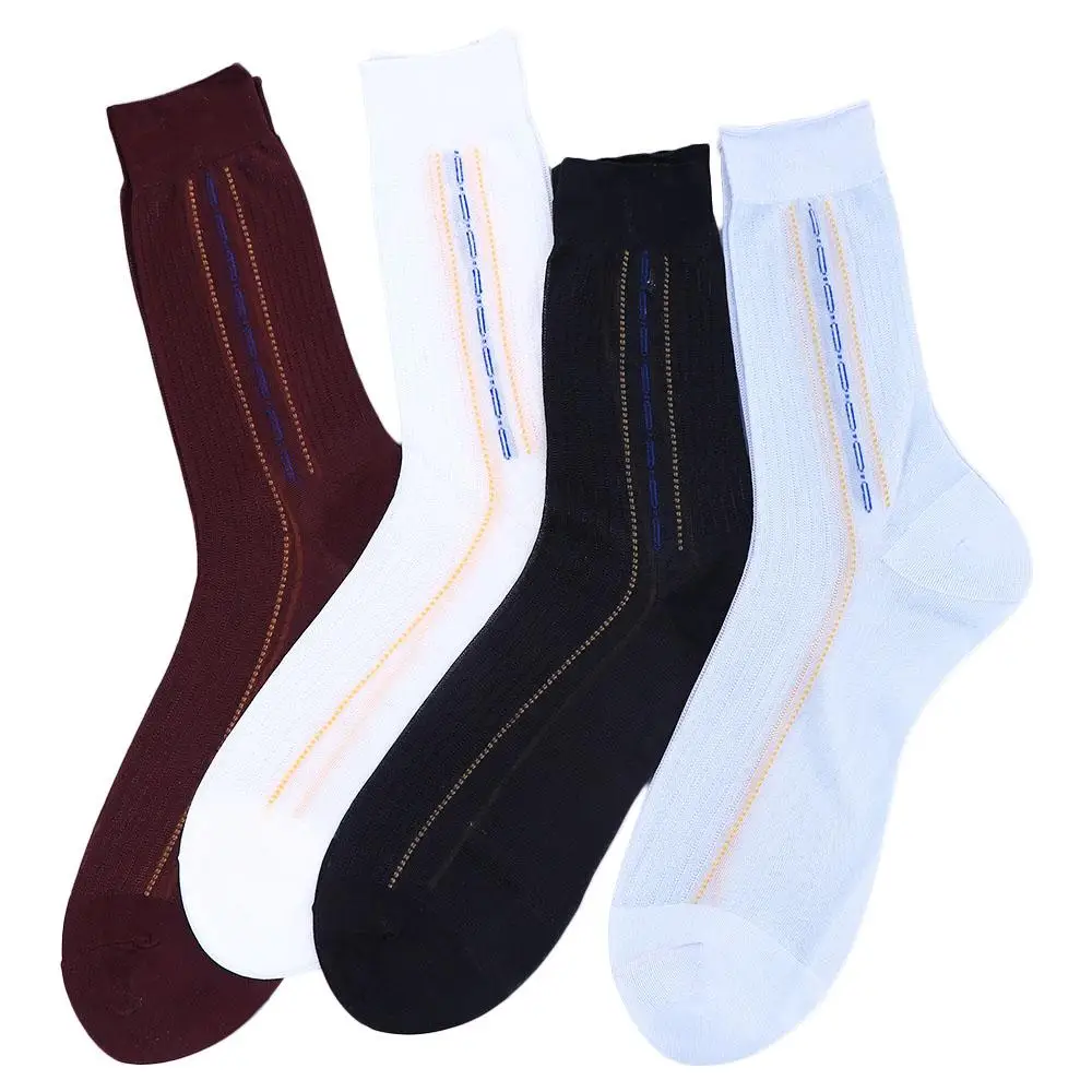 

Носки мужские шелковые, винтажная работа для дома, для отца, мужские однотонные чулочно-носочные изделия, носки средней длины