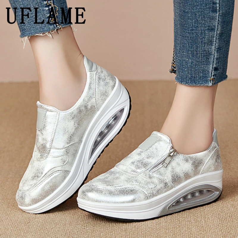 Spring Autumn Women Sport Casual Shoes Solid Color Thick Bottom Leather Pumps Ladies Air Cushion Shoes Side Zipper Walking Shoes
Spring Autumn Women Sport Casual Shoes Solid Color Thick Bottom Leather Pumps Ladies Air Cushion Shoes Side Zipper Walking Shoes