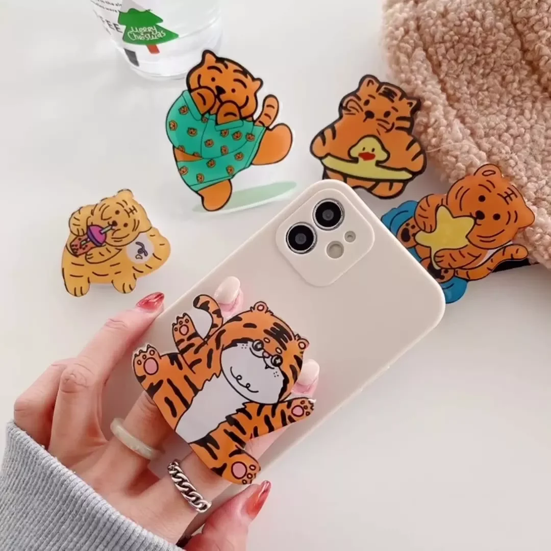 

Cute Cartoon Tiger Phone Holder Smartphone Bracket Grip Tok Animal Korea Finger Ring Cellphone Stand Griptok Foldable