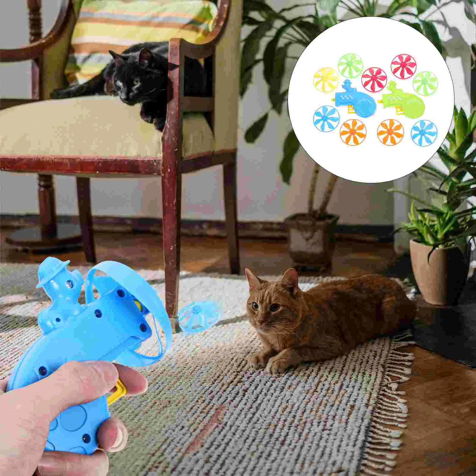 2 Sets of Flying Disc Saucer Launcher Cat Fetch Toy Flying Propellers Interactive Exercising Toy Random Style 
2 Sets of Flying Disc Saucer Launcher Cat Fetch Toy Flying Propellers Interactive Exercising Toy Random Style