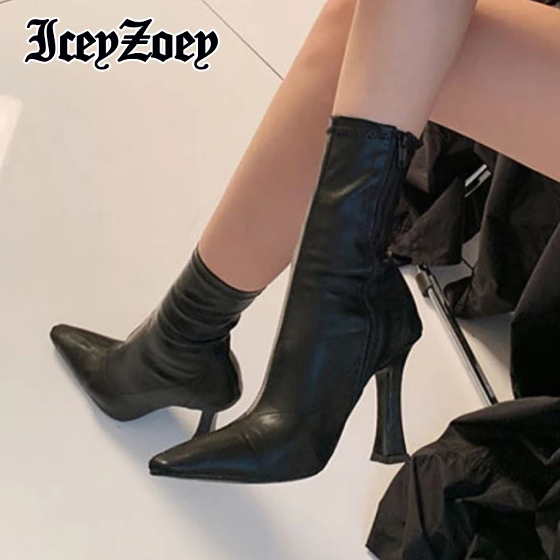 Женские короткие ботинки IceyZoey, черные однотонные ботильоны на шпильке, модная зимняя обувь, размеры 34-39, 2022
Женские короткие ботинки IceyZoey, черные однотонные ботильоны на шпильке, модная зимняя обувь, размеры 34-39, 2022