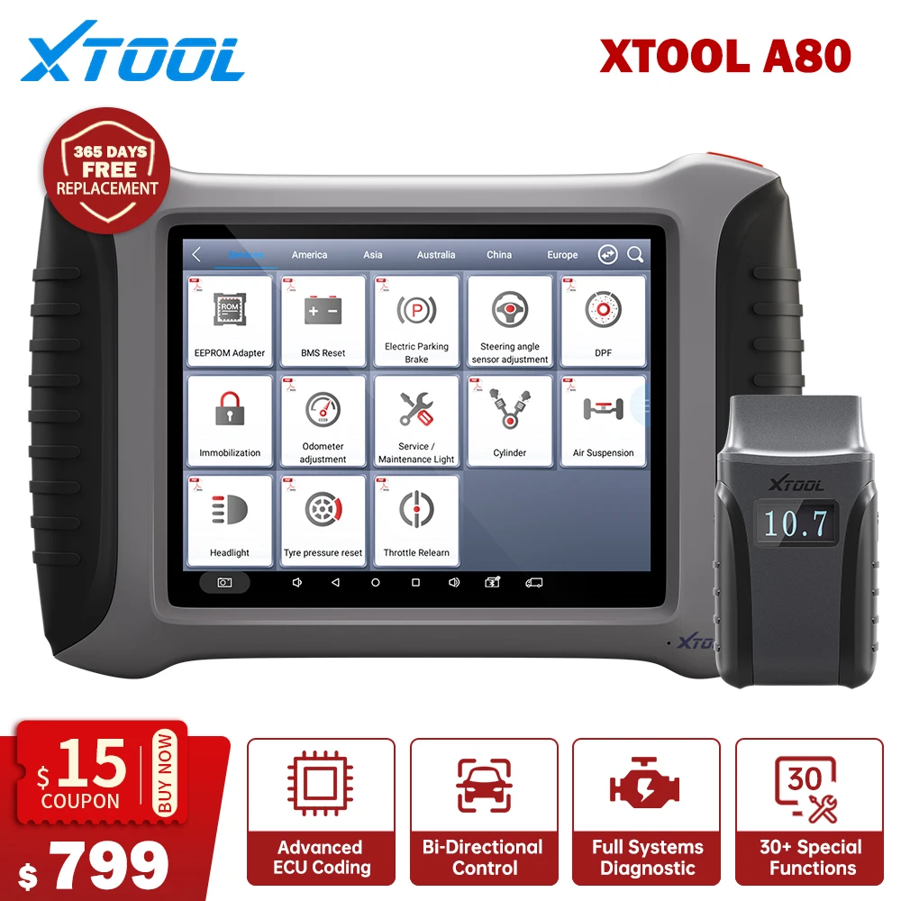 XTOOL A80 Automotive Full System Diagnosis Tool BT/WIFI Connection ECU Coding Active Test Scanner 31+Reset Functions Free Update
XTOOL A80 Automotive Full System Diagnosis Tool BT/WIFI Connection ECU Coding Active Test Scanner 31+Reset Functions Free Update