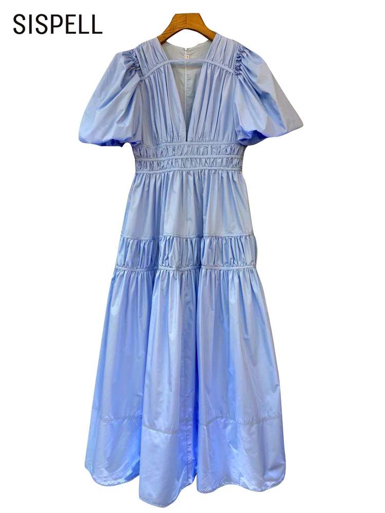 SISPELL Vintage Elegant Summer Dress For Women V Neck Puff Sleeve High Waist Solid Minimalist Ruched Midi Dresses Female Clothes
SISPELL Vintage Elegant Summer Dress For Women V Neck Puff Sleeve High Waist Solid Minimalist Ruched Midi Dresses Female Clothes