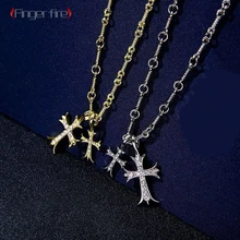 Fashion Exquisite Gold Plated Double Cross Shiny Pure Handmade Chain Festive Party Couple Hip Hop Style Decorative Chain