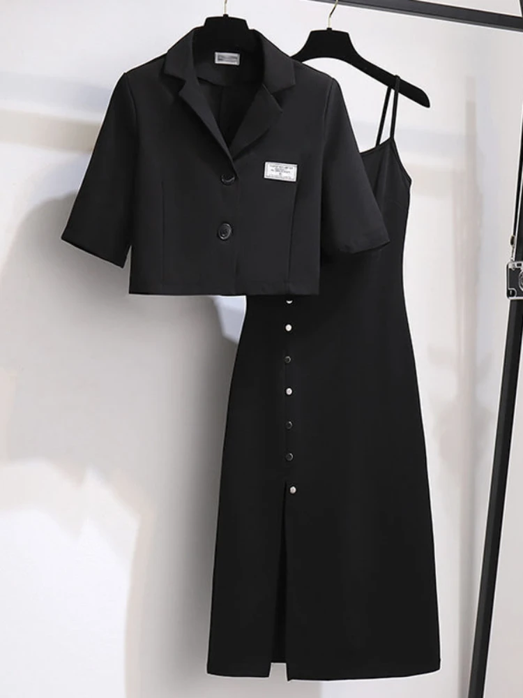 High Street Blazer Skirt Sets Women 2022SS Large Size Office Lady Elegant Short Suit Jacket + Split Suspender Dress 2pcs Sets
High Street Blazer Skirt Sets Women 2022SS Large Size Office Lady Elegant Short Suit Jacket + Split Suspender Dress 2pcs Sets