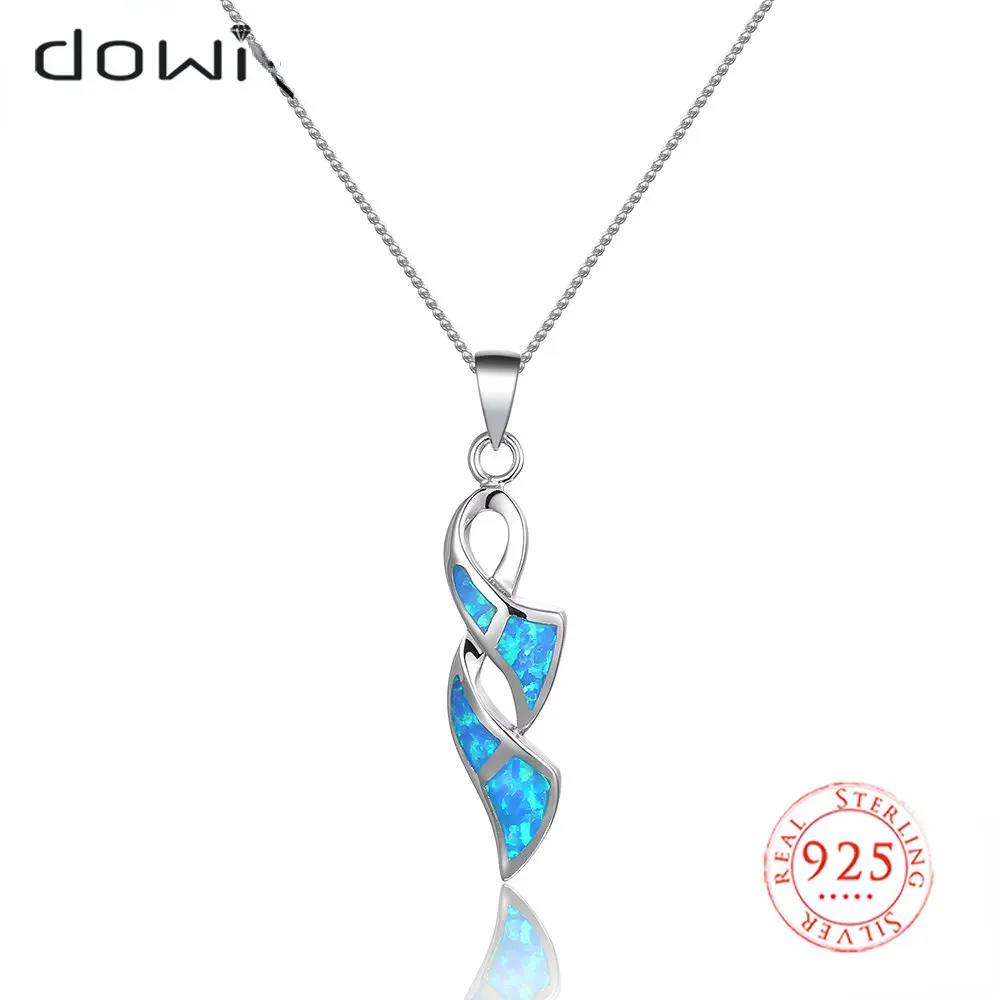 

Dowi 925 Sterling Silver Simple Geometry Opal Pendant Necklace for Women collar Sterling Silver Jewelry