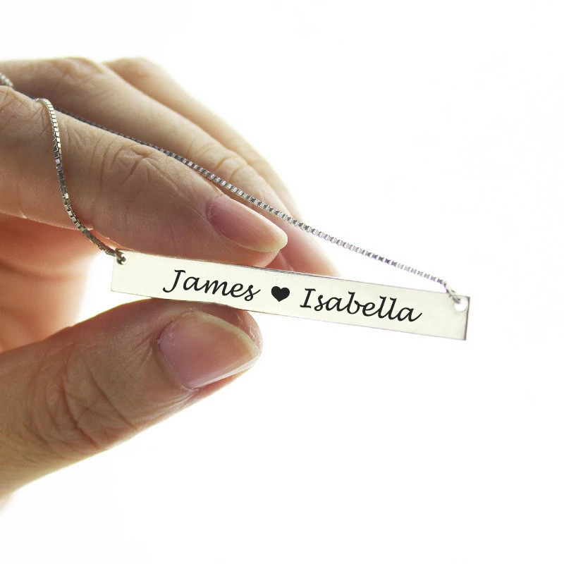 Custom 2 Name Bar Necklace Costume Double Names Necklaces for Lovers Couple Silver Nameplate Suspension Chain Girl friend Gift
Custom 2 Name Bar Necklace Costume Double Names Necklaces for Lovers Couple Silver Nameplate Suspension Chain Girl friend Gift