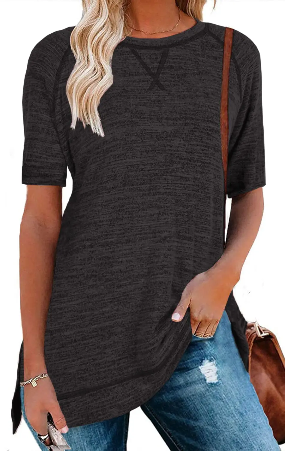 Tops for Women Women's Casual Short Sleeve Blouses Crew Neck Raglan Tops Side Split Summer Tunic Oversized T Shirts
Tops for Women Women's Casual Short Sleeve Blouses Crew Neck Raglan Tops Side Split Summer Tunic Oversized T Shirts