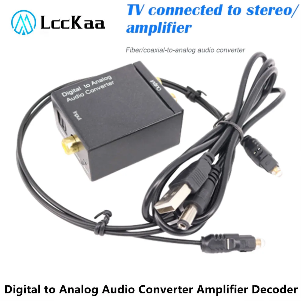 

LccKaa Digital to Analog Audio Converter DAC Digital Optical Coaxial Toslink to Analog RCA L/R Audio Converter Amplifier Decoder