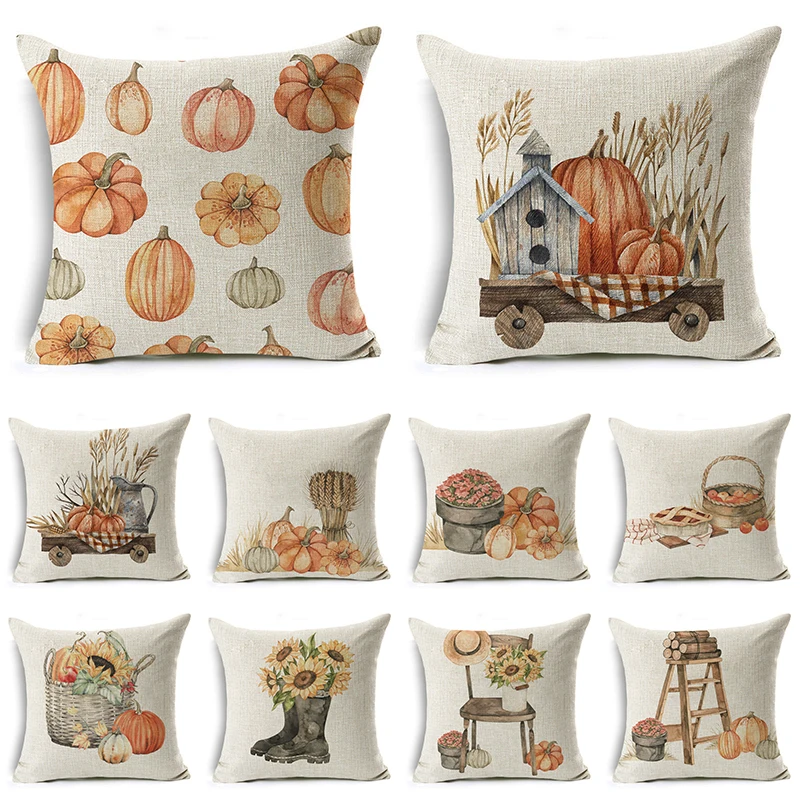 Thanksgiving Pillow Cover Pumpkin Cushion Cover Linen Farmhouse Decor Pillow Case Home Decor Sofa Car 45CM*45CM
Thanksgiving Pillow Cover Pumpkin Cushion Cover Linen Farmhouse Decor Pillow Case Home Decor Sofa Car 45CM*45CM