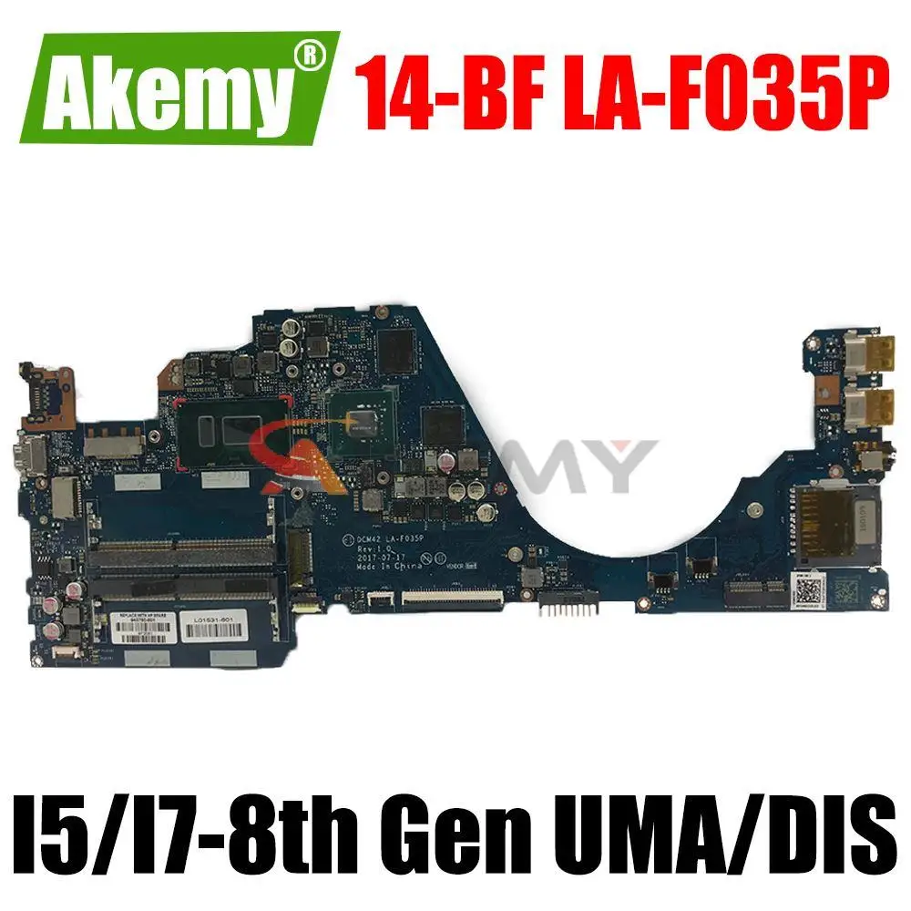 For HP TPN-C131 14-BF Laptop Motherboard L11135-601 940760-001 940762-601 w/ I7-8550 I5-8th GenU CPU DCM42 LA-F035P Mainboard
For HP TPN-C131 14-BF Laptop Motherboard L11135-601 940760-001 940762-601 w/ I7-8550 I5-8th GenU CPU DCM42 LA-F035P Mainboard