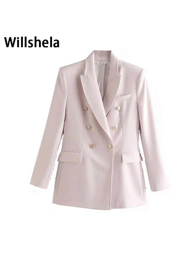 Willshela Women Fashion With Pockets Solid Double Breasted Blazer Vintage Notched Neck Long Sleeves Female Office Lady Outfits
Willshela Women Fashion With Pockets Solid Double Breasted Blazer Vintage Notched Neck Long Sleeves Female Office Lady Outfits